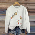 Vintage Cat Art Knit Embroidery Sweater elevenforest