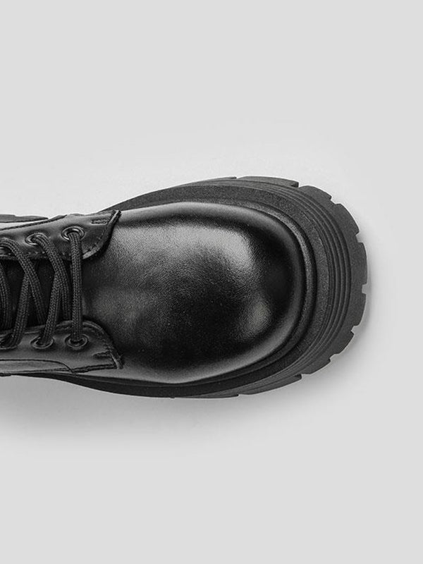 Lace-up Round-toe Split-joint Boots Platform Shoes