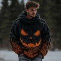 Men's Halloween Spooky Face Gradient Inspired Knitted Cozy Hooded Sweater elevenforest