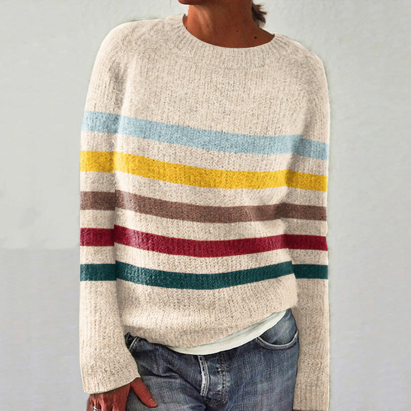Striped Simple Knitted Pullover Sweater elevenforest