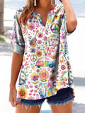 Women's Hippie Peace Love Art Printed Casual Short Sleeve Cotton and L