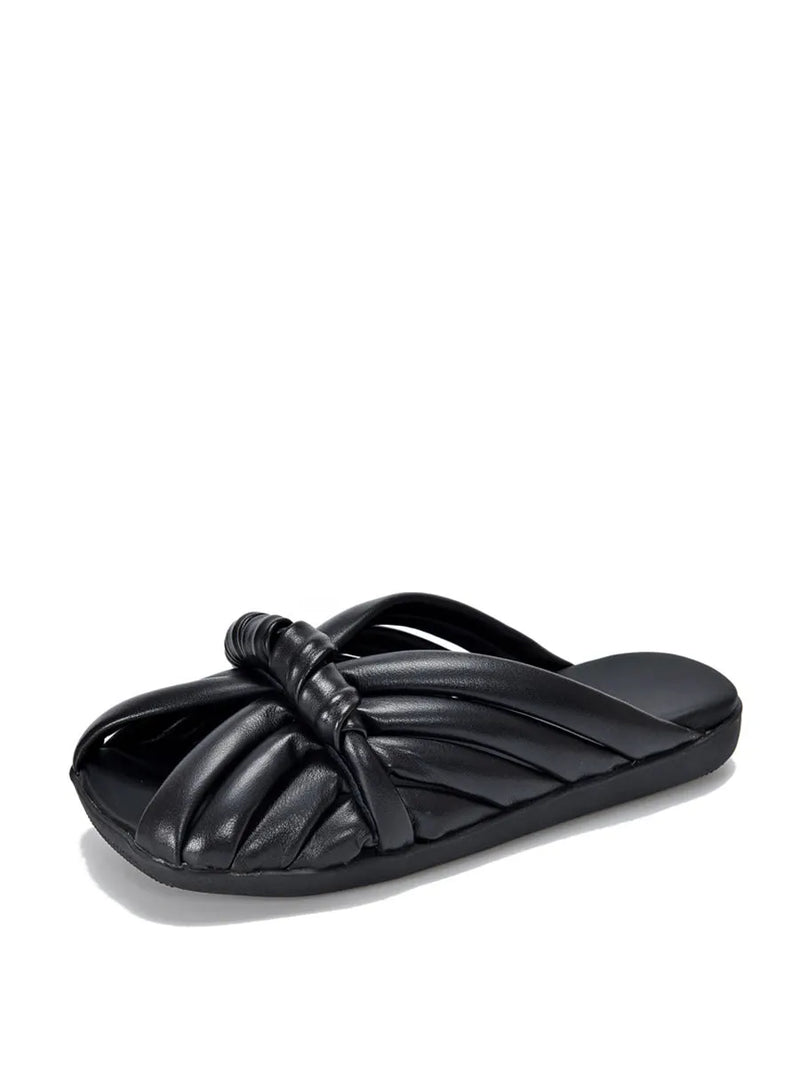 Summer Leahter Weave Flat Slippers Ui1022