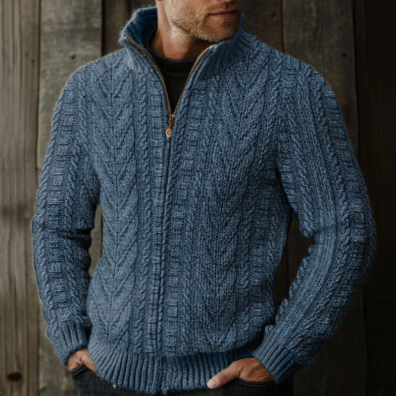 Men's Vintage Knitting Pattern Zip Cozy Sweater elevenforest