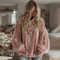 Women's Vintage Floral Pattern Casual Hoodie elevenforest