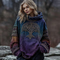 Women's Vintage Viking Celtic Knot Tree Of Life Graphic Warm Hoodie elevenforest