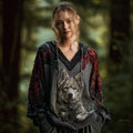 Women's Vintage Dog Embroidered Hooded Sweater elevenforest