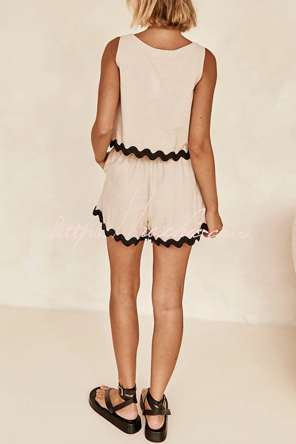Leilani Tank Top and Elastic Waist Pocket Shorts Set