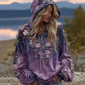 Bohemian Floral Thorn Tassel Sequin Hoodie elevenforest