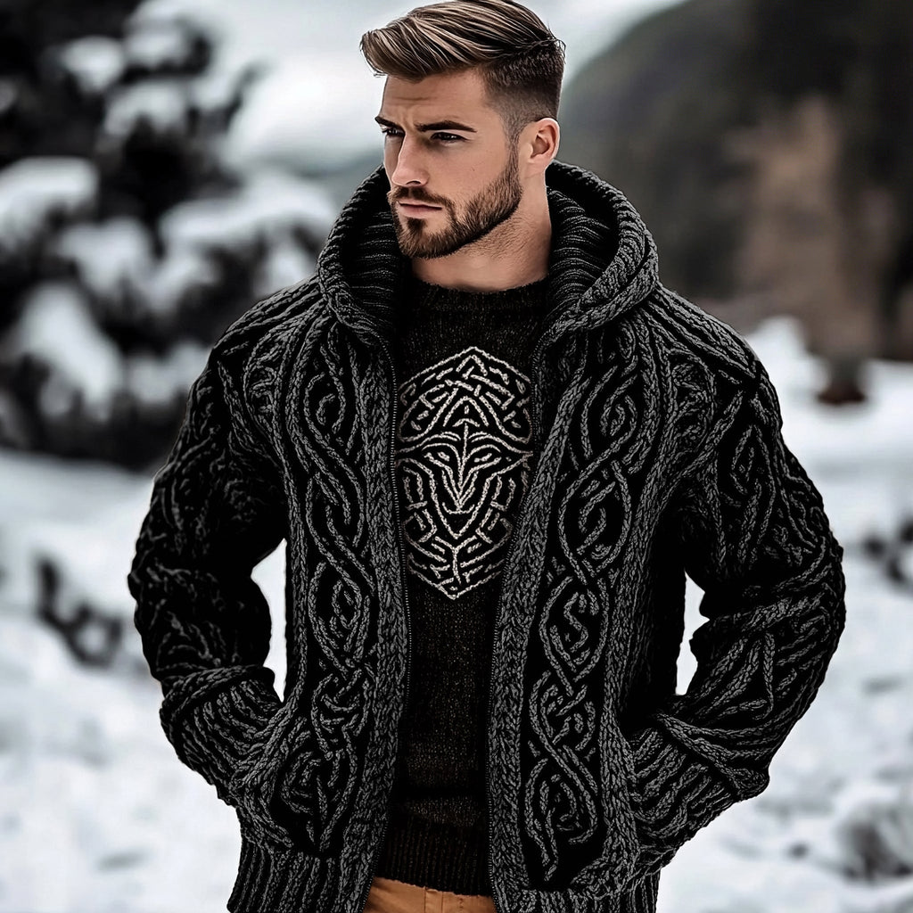 Men's Viking Kyle Style Extra Thick Hooded Zip-up Sweater elevenforest