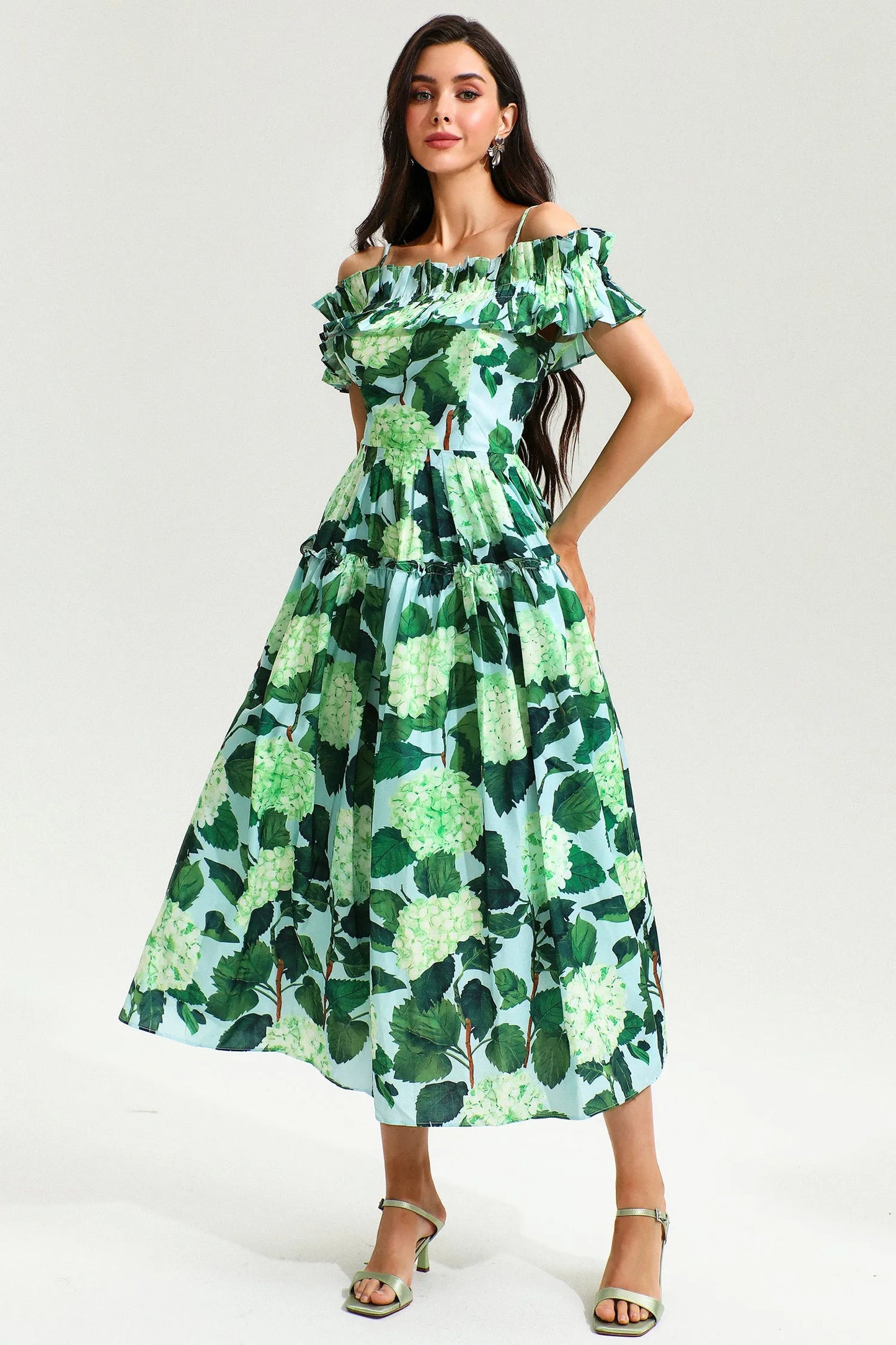 Printed Off-shoulder Maxi Dress