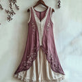 Women's Cherry Blossom Lace Art Vintage Linen Tank Dress elevenforest