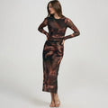 Comstylish Women's Retro Slim Fit Fashion Printed Dress