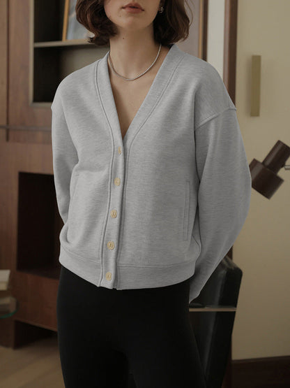 Autumn Winter Classic French V Neck Sweater Cardigan Retro Affordable Hong Kong Pure Cotton Comfortable Niche High End Top