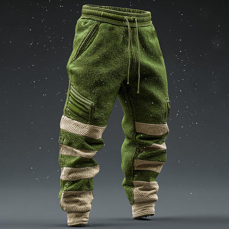 Christmas Striped Thickened Knitted Fabric Cold-resistant Sports Pants elevenforest