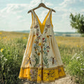 Women's Vintage Bees And Floral Design V-neck Mini Dress elevenforest