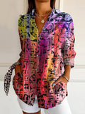 Women's Art Painting Hippie Print Long Sleeve Shirt
