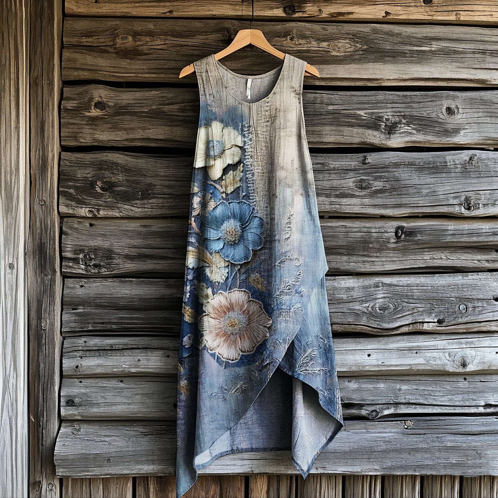 Women's Vintage Floral Art Irregular Design Dress elevenforest