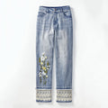 Floral Embroidered Lace Patchwork Art Inspiration Design Jeans elevenforest