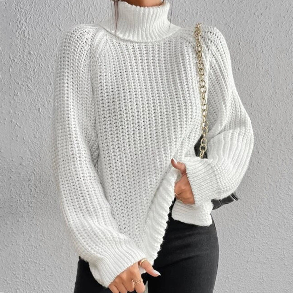 Retro Mid Length Raglan Sleeves High Lapel Split Sweater elevenforest