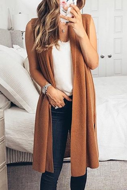 Patchwork Basic V Neck Vests(4 Colors)