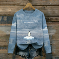 Comstylish Nihilist Penguin Slogan Round-neck Long-sleeve T-shirt