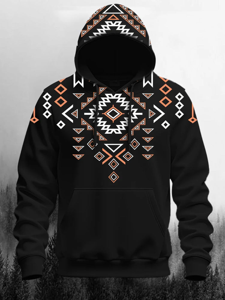 Men's Geometric Ethnic Figure Print Hoodie elevenforest