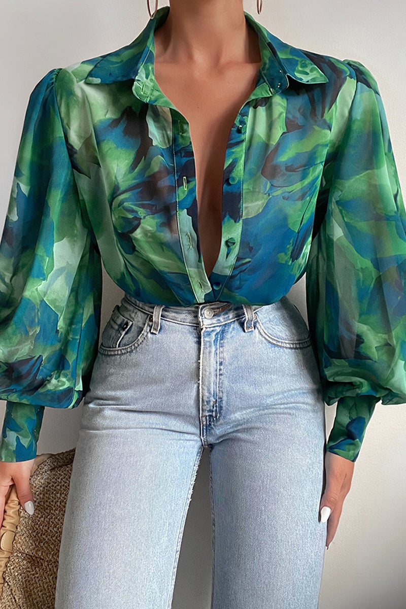 Patchwork Turndown Collar Tops