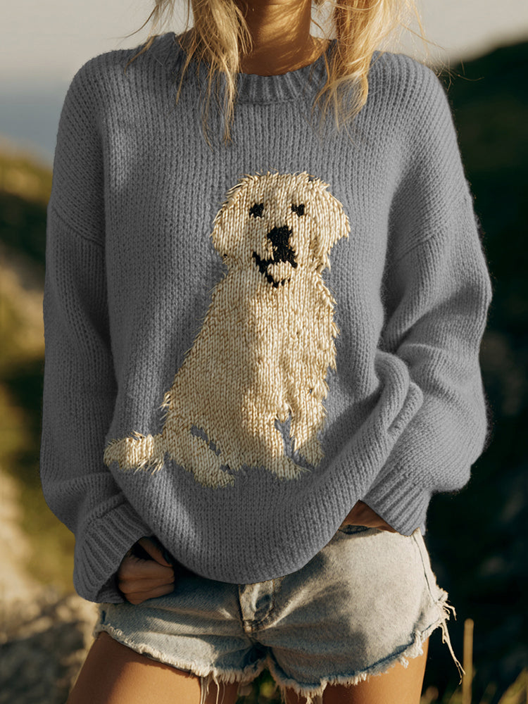 Comstylish Classic Fuzzy Golden Retriever Dog Felt Cozy Knit Sweater