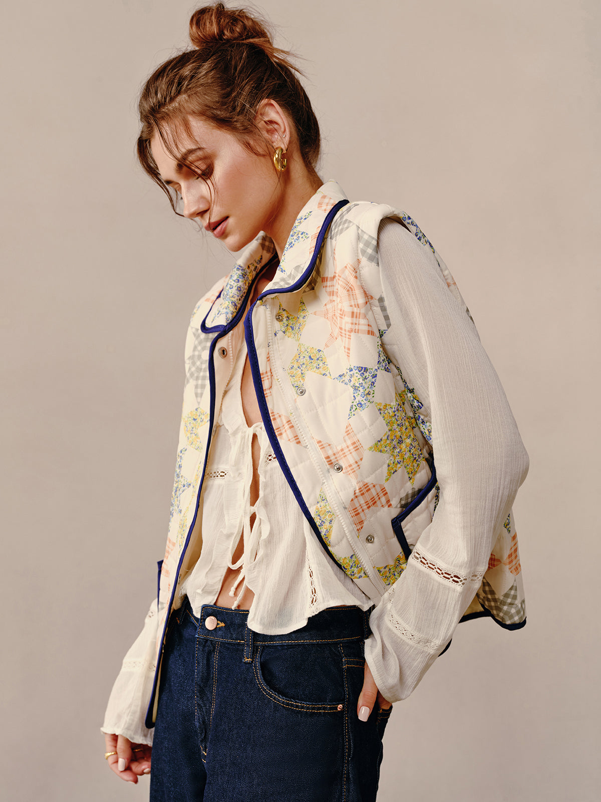 Boheme Printed Contrast Trim Winter Coat
