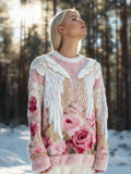 Boho Floral & Wings Women's Flannel Sweater