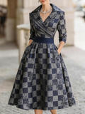 Women's abstract jacquard printed mid-length dress