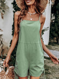 Women's Casual Solid Color Strap Keyhole Drawstring Jumpsuits