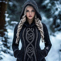 Vintage Viking Celtic Knot Jacquard Contrast Hooded Chunky Sweater elevenforest