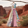 Vintage Floral Patchwork Pattern Art Tank Dress elevenforest