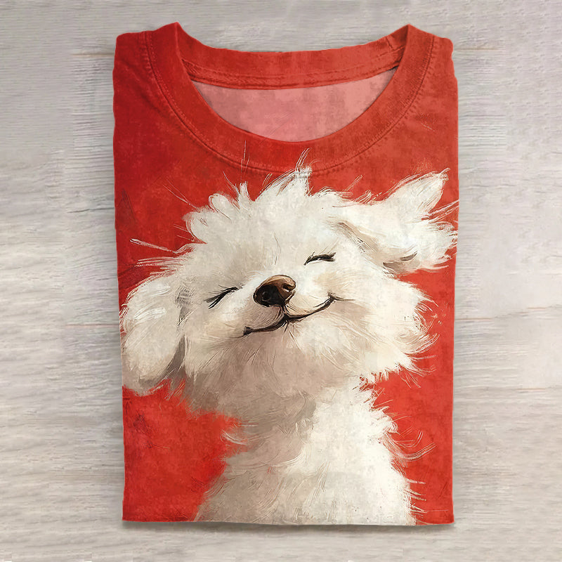 Comstylish Cute Dog Art Vintage Washed T Shirt