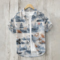 Japanese Landscape Forest Art Linen Blend Shirt elevenforest