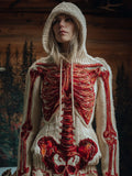 Comstylish Women Halloween Bloody Anatomy Art Hooded Sweater