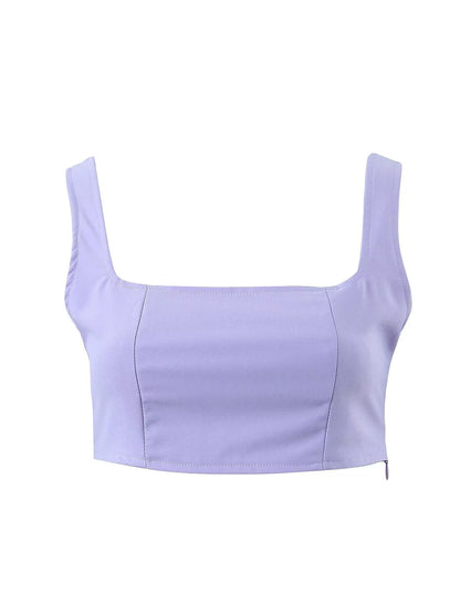 Tank Top & High Waist Buckle Pants Set