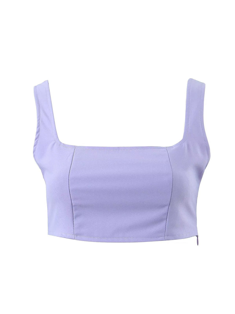 Tank Top & High Waist Buckle Pants Set