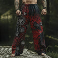 Men's Retro Viking Raven Art Print Casual Pants elevenforest