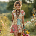 Women's Retro Floral Short Sleeve Dress elevenforest