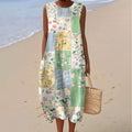 Women's Vintage Floral Print Sleeveless Dress elevenforest