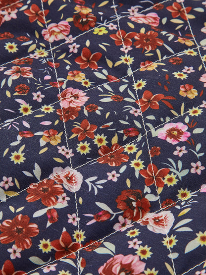 Multi-color Printed Flap-pockets Winter Coat