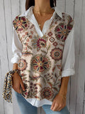 Women's Vintage Lovely Floral Art Print Versatile Knitted Vest