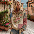 Women's Bohemian Floral And Rose Patchwork Cozy Warm Hoodie elevenforest