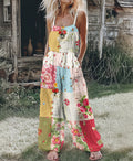 Women's Vintage Floral Art Print Comfy Jumpsuit elevenforest