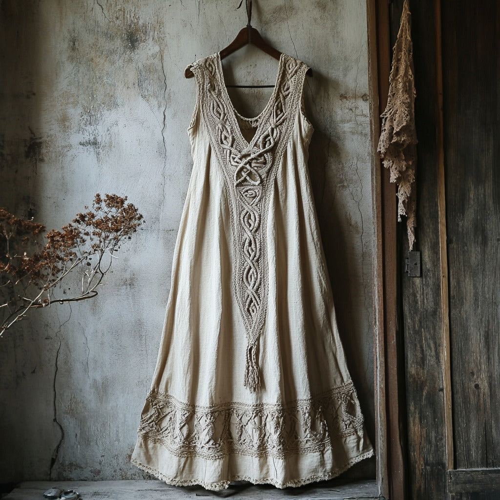 Tribal Viking Celtic Knot Lace Art Linen Tank Dress elevenforest