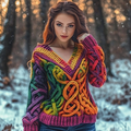 Vintage Celtic Knot Rainbow Irish Aran Sweater elevenforest