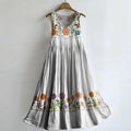 Floral Tattoo Pattern Art Print Round Neck Sleeveless Cotton Pocket Dr