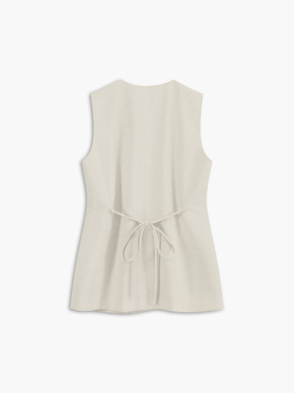 Cotton & Linen Button-front Vest